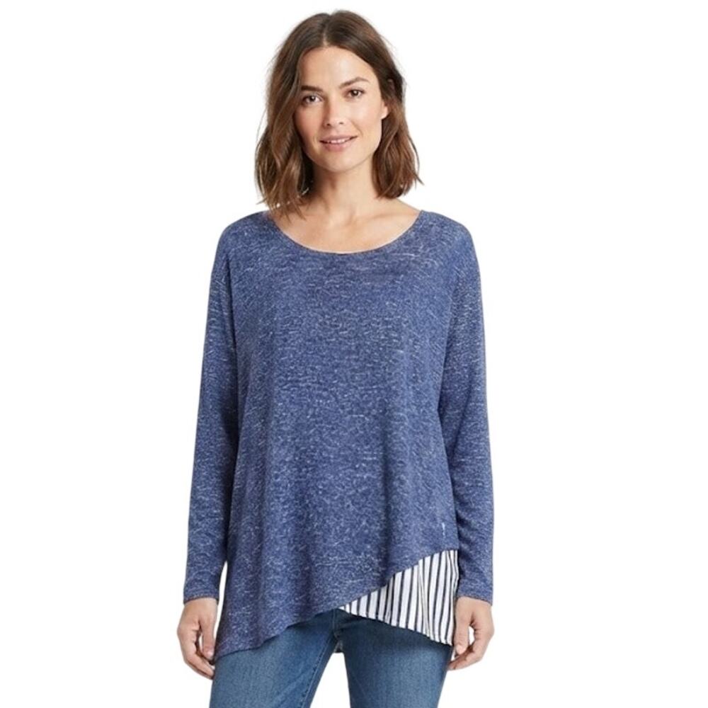 Lane Bryant Long Sleeve Asymmetrical Striped Tunic Top Plus Size 2X